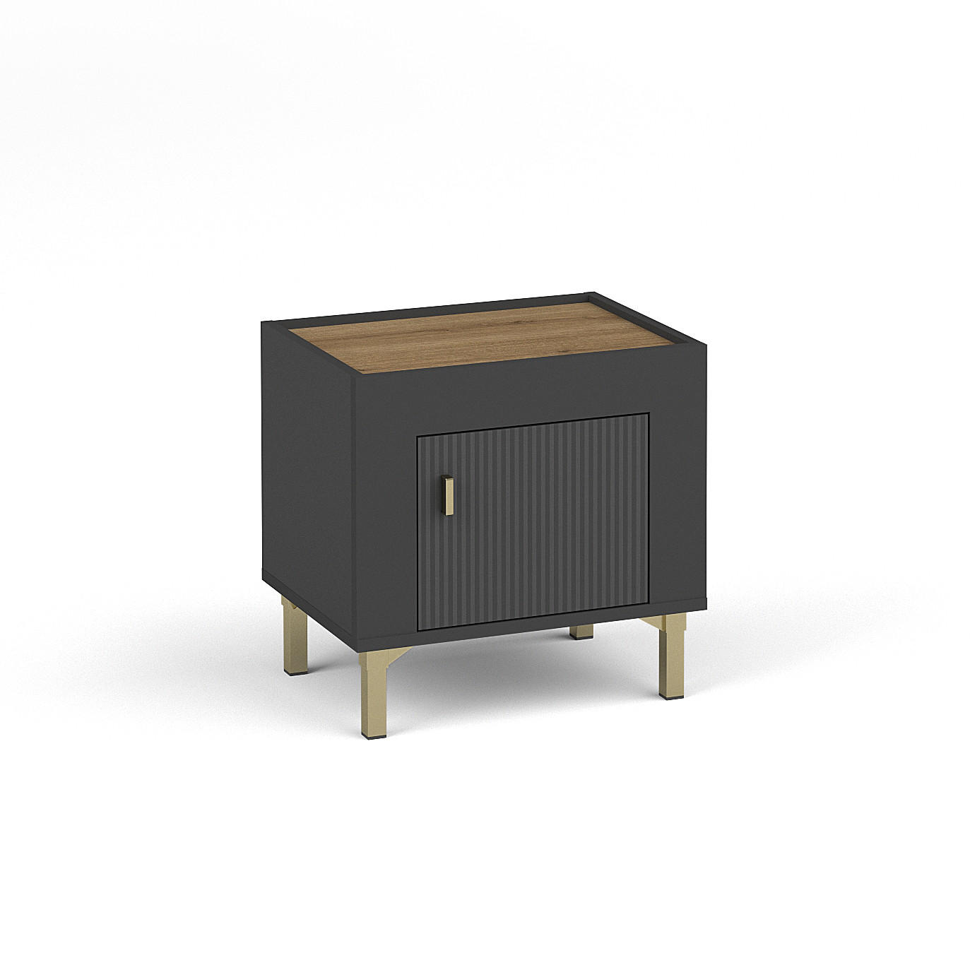 NACHTTISCH Monta mit 1 Tür , Schwarz - Schwarz, Holzwerkstoff (48/47/36cm) - Beautysofa