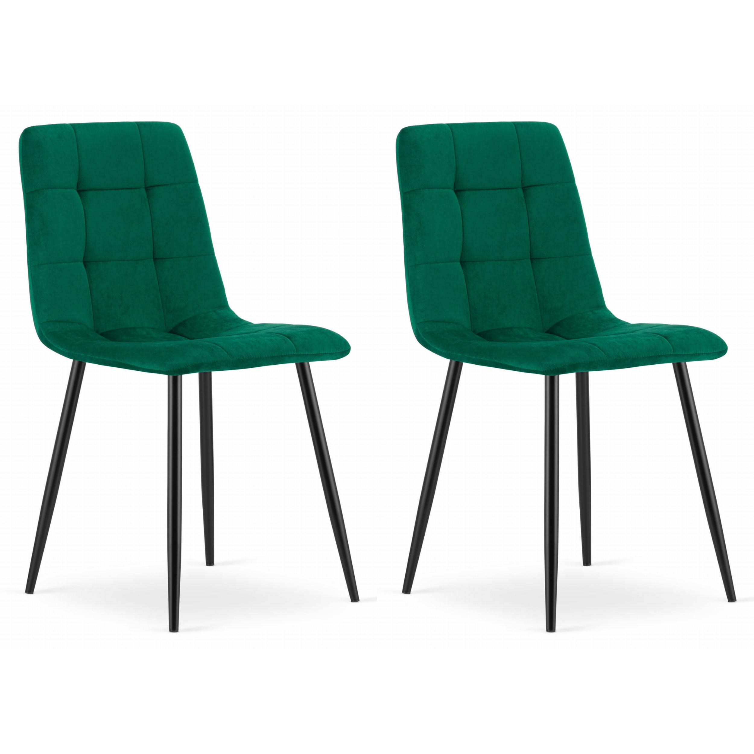 STUHL CETARA 2-er Set, Grün, mit Samtstoff gepolstert - Blau, Textil/Metall (45/87/51cm) - Komodee