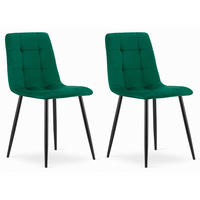 STUHL CETARA 2-er Set, Grün, mit Samtstoff gepolstert - Blau, Textil/Metall (45/87/51cm) - Komodee