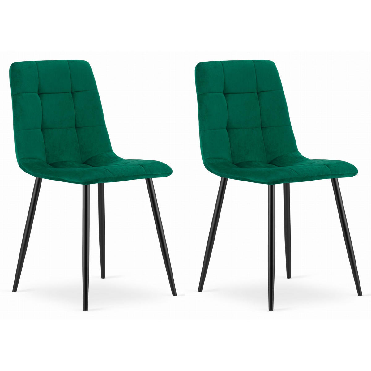 STUHL CETARA 2-er Set, Grün, mit Samtstoff gepolstert - Blau, Textil/Metall (45/87/51cm) - Komodee