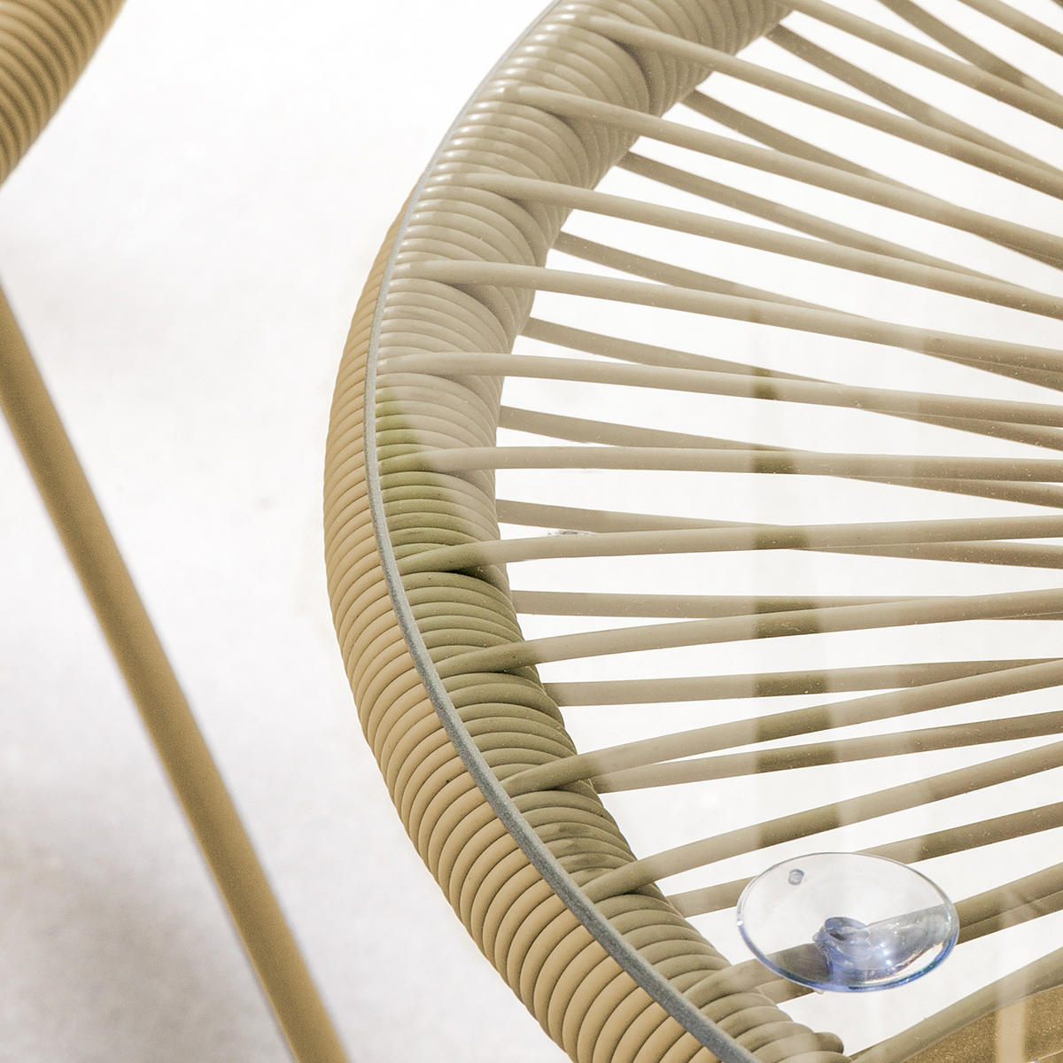 SITZGRUPPE - Stahl / Polyrattan - 3-teilig - Beige, Glas/Naturmaterialen - home24