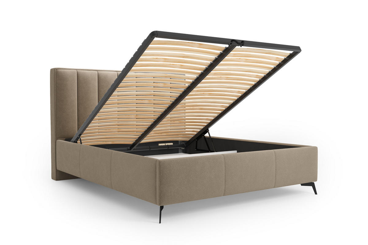 POLSTERBETT Balance 180x200 cm mit Bettkasten und Gasdruckfedern – Beige, modernes Design - Beige, Textil (180/200cm)