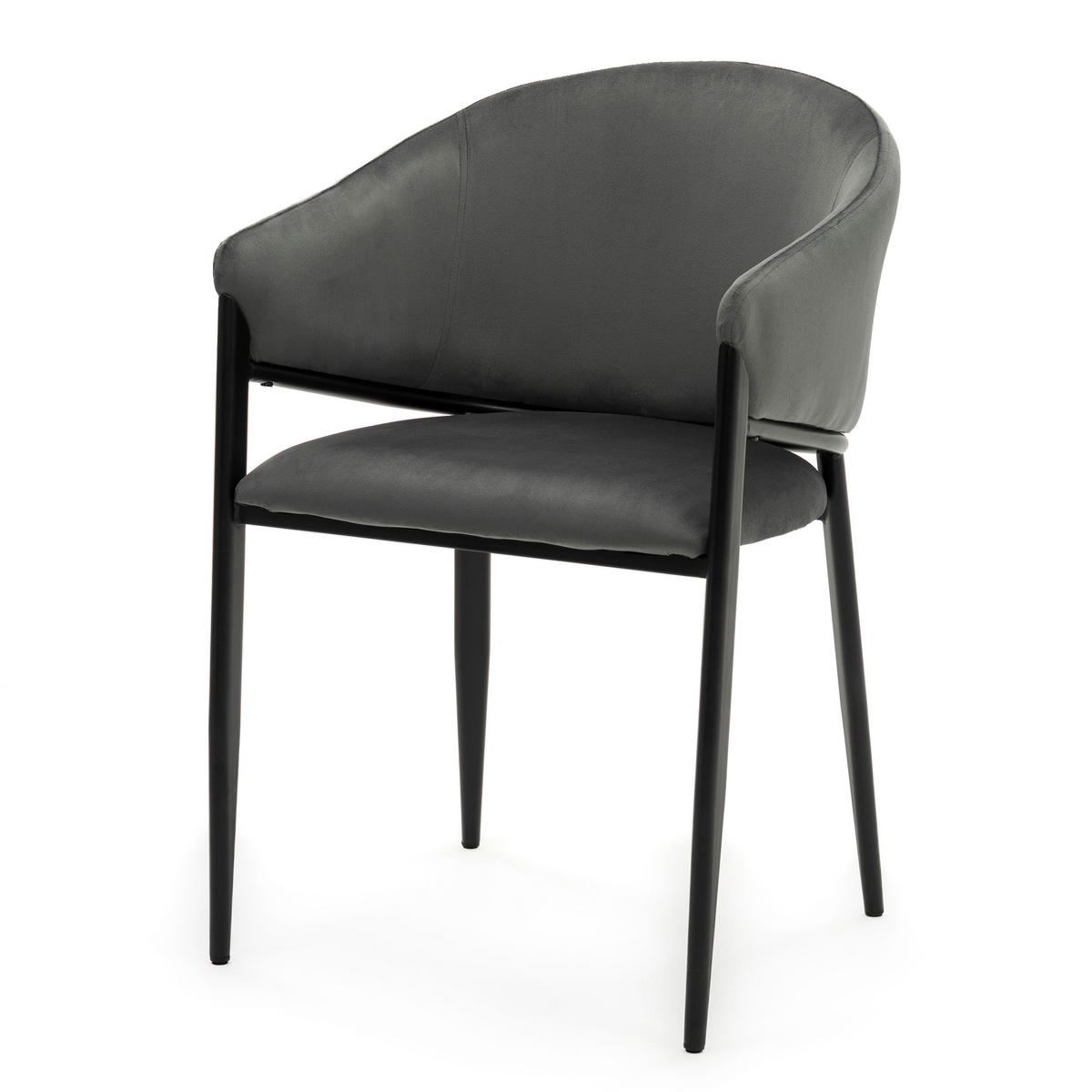 STUHL BUENO gespolsterter - grau - Glamour Velour Samt - Schwarz/Grau, Textil/Metall (57/81/59cm) - NEW HOME