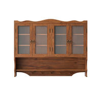 KÜCHENOBERSCHRANK 100x20x80 cm Braun aus Massivholz & Glas mit 4 Türen & Haken - Braun, Holz (100/80/20cm) - Modfu