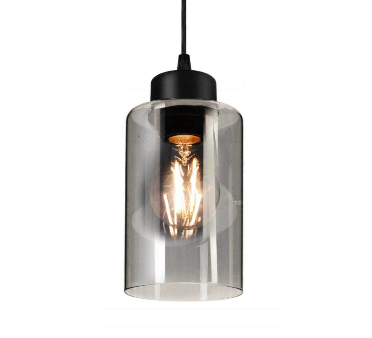 PENDELLEUCHTE TUBE - Transparent/Schwarz, Glas/Metall (10/10/80cm) - kiki design