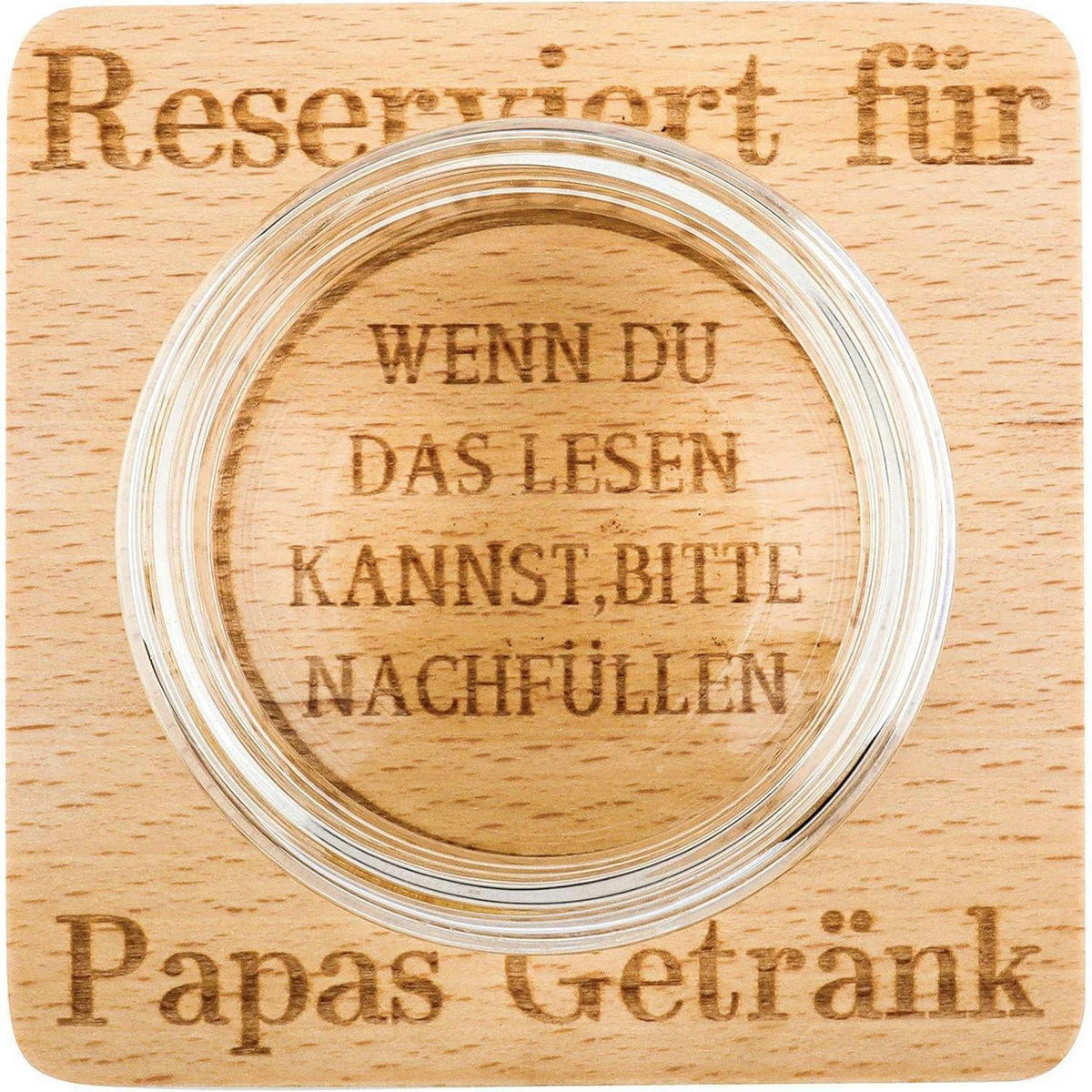 UNTERSETZER Holz mit Gravur "Reserviert für Papas Getränk" 10 cm - Braun, Holz (10/10cm)