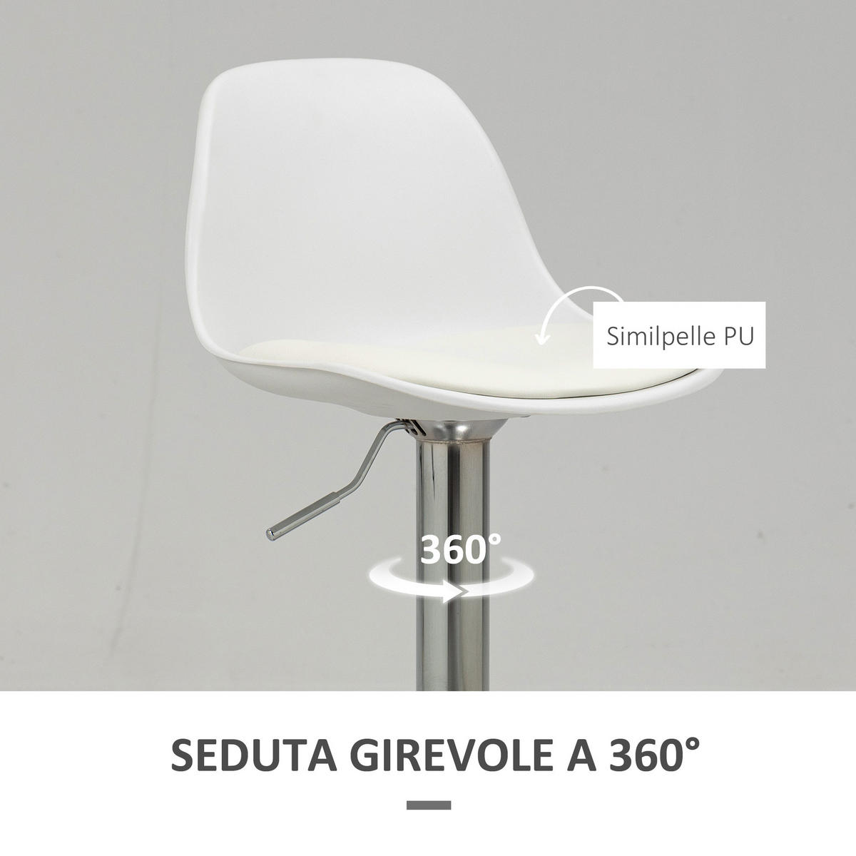 BARHOCKER, 2er-Set, drehbar, Designer, Rückenlehne, Fußstütze, Kunstleder/PP, Weiß - Multicolor, Holzwerkstoff (42/104/41cm) - FORIOUS