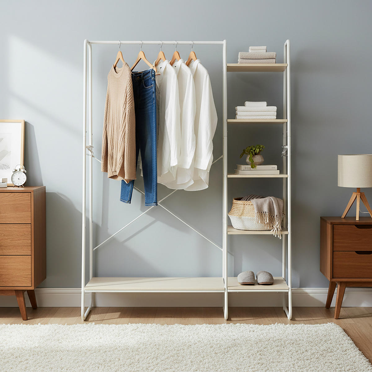 KLEIDERSTÄNDER - Multicolor, Holzwerkstoff/Metall (120/160/45cm) - Relaxdays