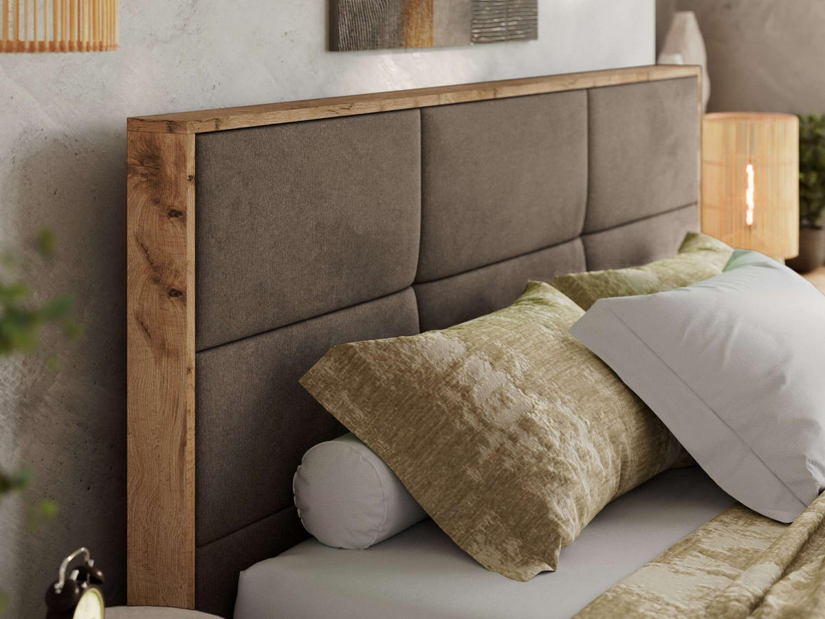 POLSTERBETT LERIO CLASSIC 180/200 - Braun Velvet - ohne Matratze - Braun, Textil (180/200cm) - MKS