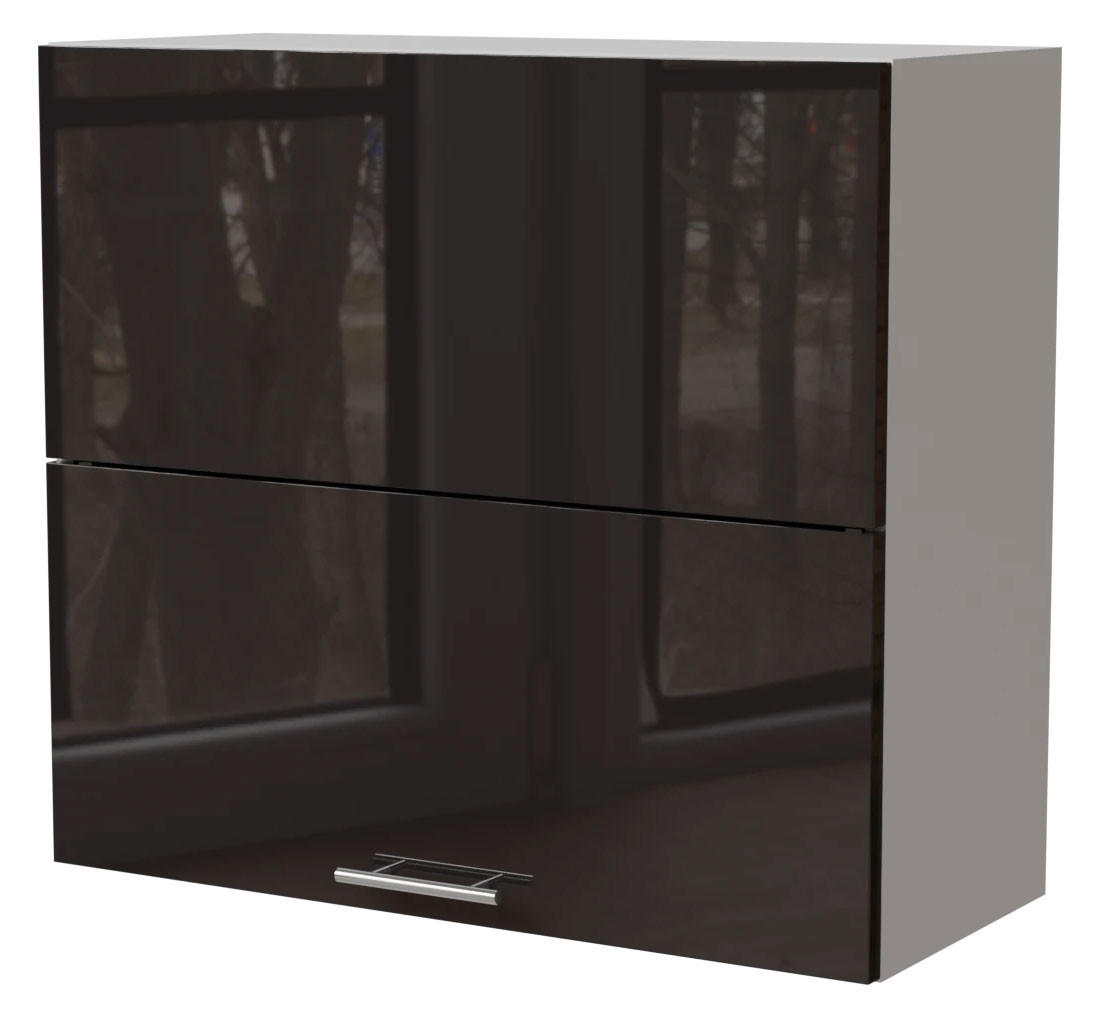 Feldmann-Wohnen Küchenhängeschrank Schwarz Hochglanz, Weiß 80x72x32.5 cm