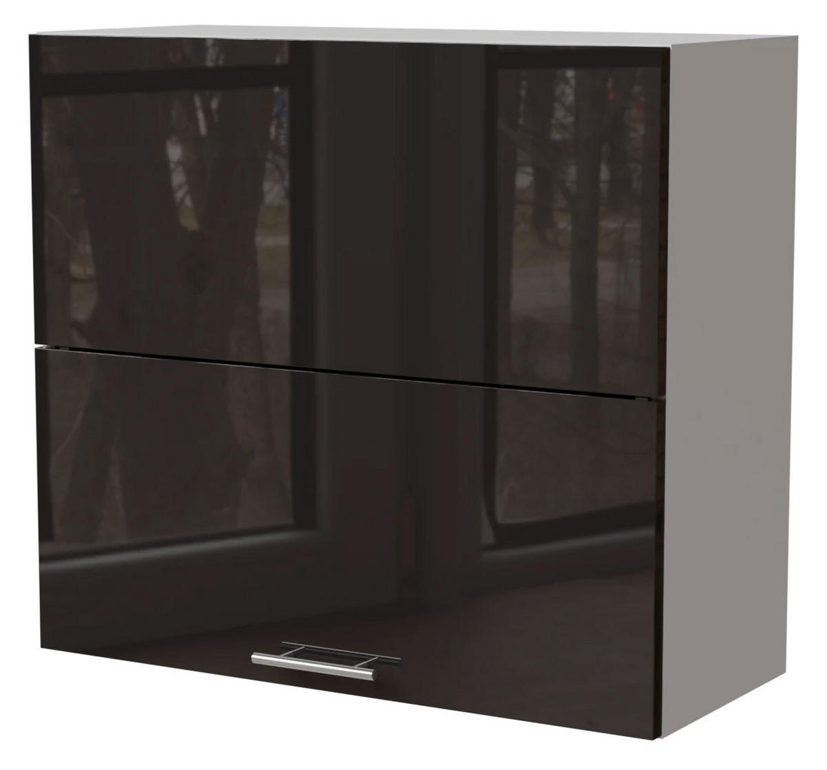 KÜCHENHÄNGESCHRANK Essen W8B/80-AV Schwarz Hochglanz / Weiß Matt 80 / 32,5 / 72cm - Schwarz Hochglanz/Schwarz, Holz/Holzwerkstoff (80/72/32.5cm) - Feldmann-Wohnen