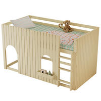HOCHBETT 90/200 cm in Natur aus Kiefer und MDF mit LED, Leiter und Stauraum - Naturfarben, Holz/Holzwerkstoff (90/200cm) - WISHDOR
