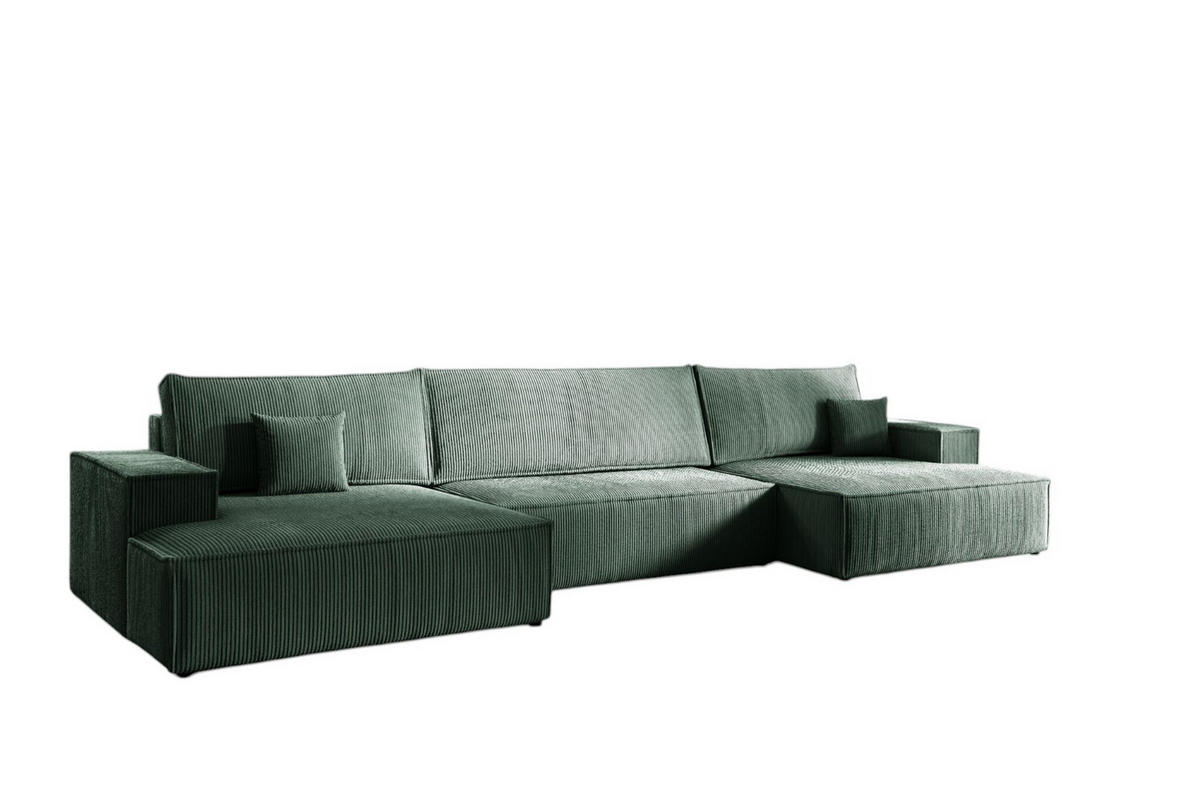 WOHNLANDSCHAFT Corunia - Grün, Holzwerkstoff/Textil (398/70/148cm) - Fun Möbel