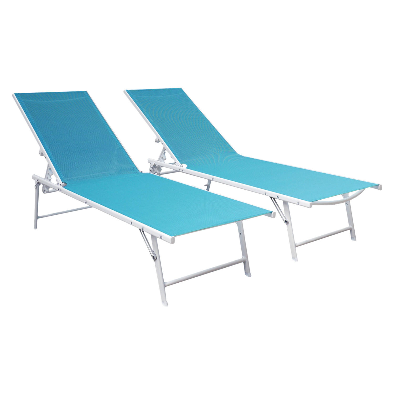 SONNENLIEGEN Sicilia Blau und Weiß 2er-Set - Blau, Kunststoff (54/87.5/182cm) - Happy Garden