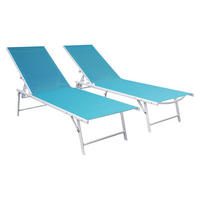 SONNENLIEGEN Sicilia Blau und Weiß 2er-Set - Blau, Kunststoff (54/87.5/182cm) - Happy Garden