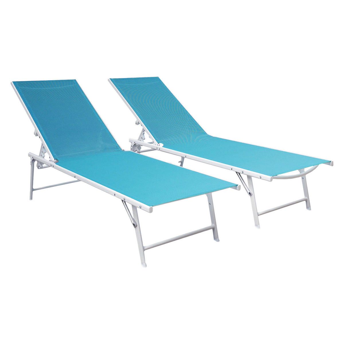 SONNENLIEGEN Sicilia Blau und Weiß 2er-Set - Blau, Kunststoff (54/87.5/182cm) - Happy Garden