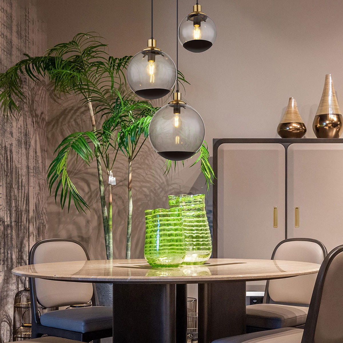 LED HÄNGELEUCHTE Metall Schwarz Glas - Schwarz, Glas (51/51/120cm) - Globo Lighting