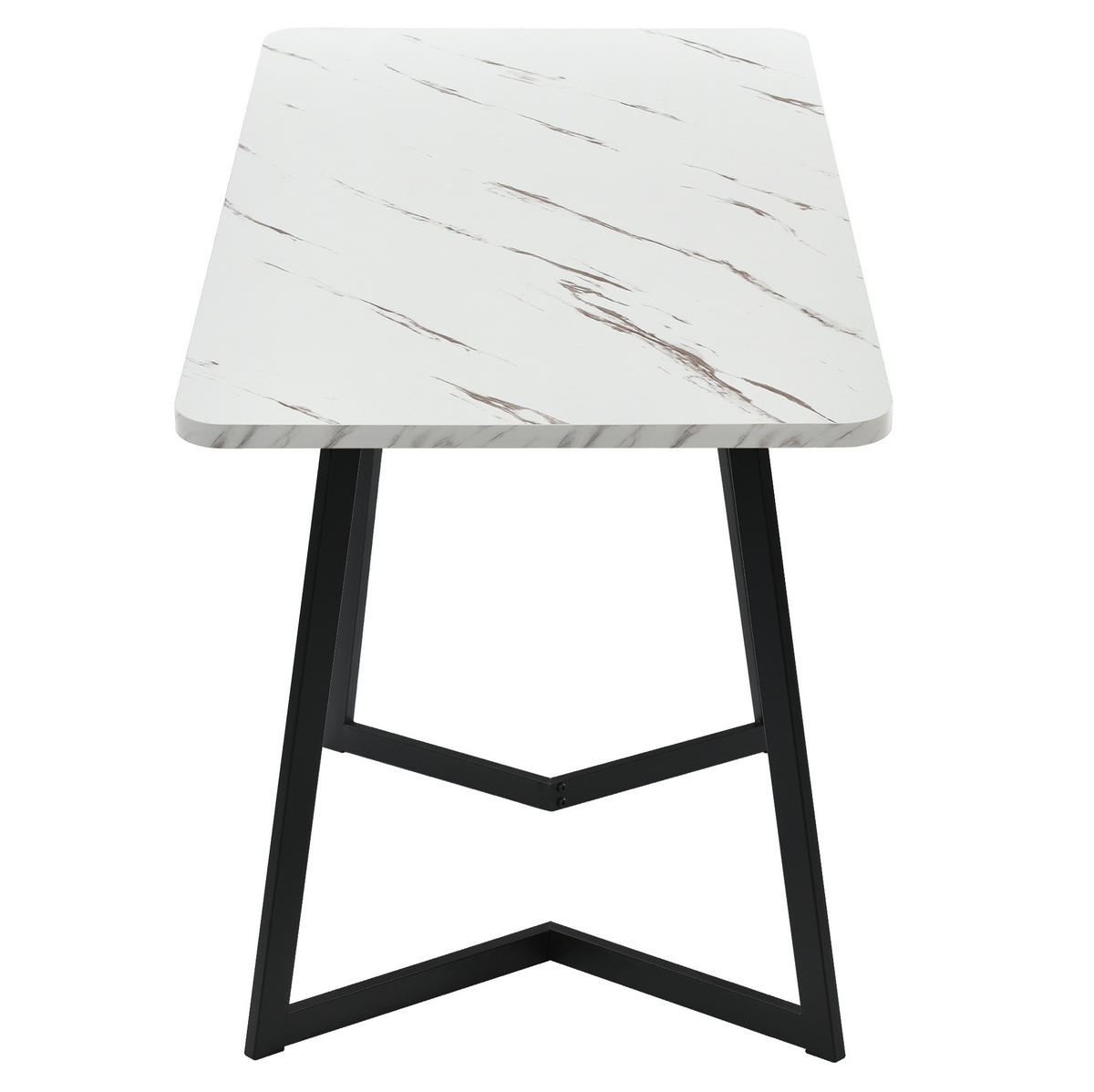 ESSTISCH MDF in Marmoroptik mit Metallgestell, 117/68/75 cm, Weiß/Schwarz - Schwarz, Holzwerkstoff (117/68/75cm) - Redom