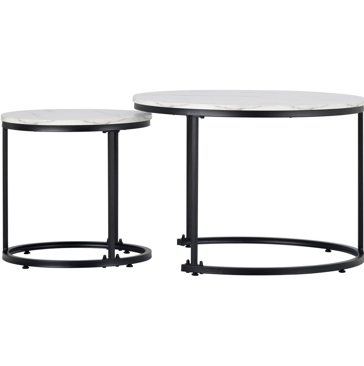 COUCHTISCH 2er-Set, MDF mit Marmoroptik, verschachtelbar, 50/70,5 + 45,5/44 cm, Weiß - Weiß, Holzwerkstoff (71/71/50cm) - Redom