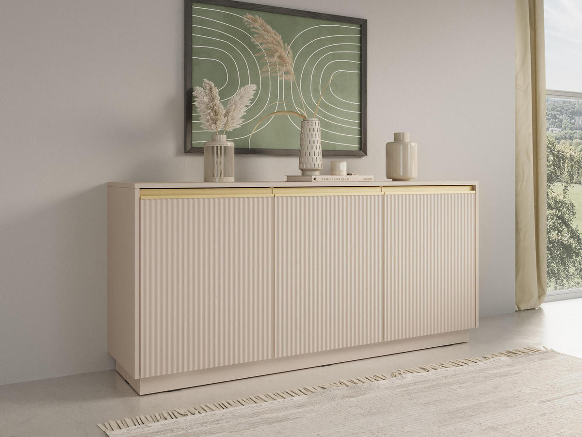 SIDEBOARD ROYAL Beige, Gold 154x39x72 cm - Beige/Goldfarben, Holzwerkstoff (154/72/39cm) - FURNLUX
