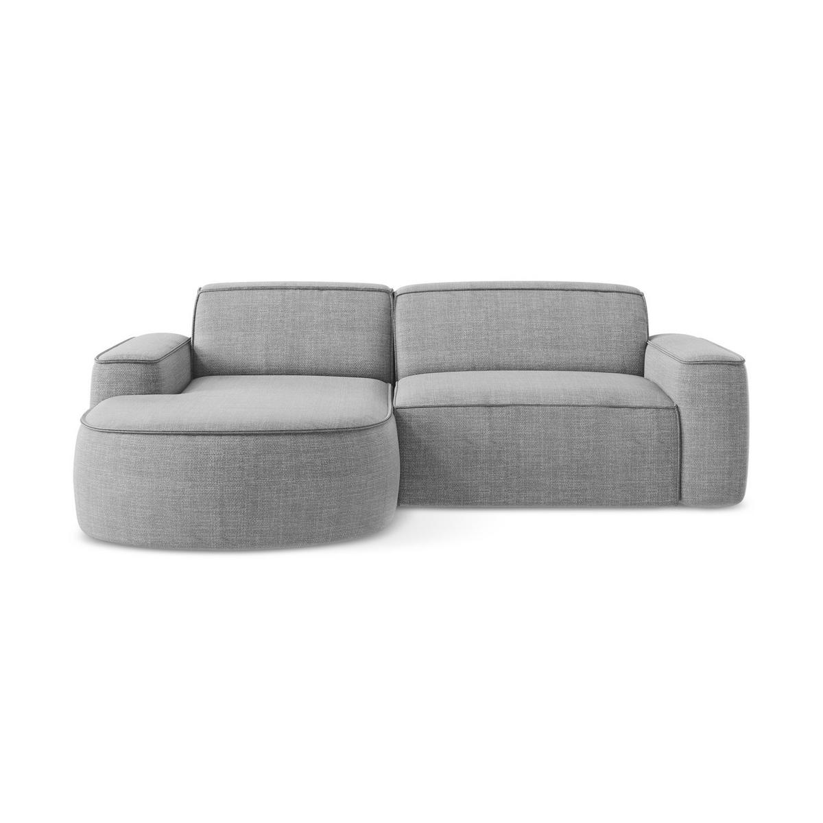 ECKSOFA Links Strukturstoff Grau - Hellgrau/Schwarz, Holzwerkstoff/Kunststoff (224/166cm) - LaMiaSofa