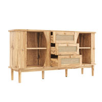 SIDEBOARD Rattan Schiebetüren verstellbare Böden modern - Naturfarben, Holzwerkstoff (40/76/140.5cm) - FLIEKS
