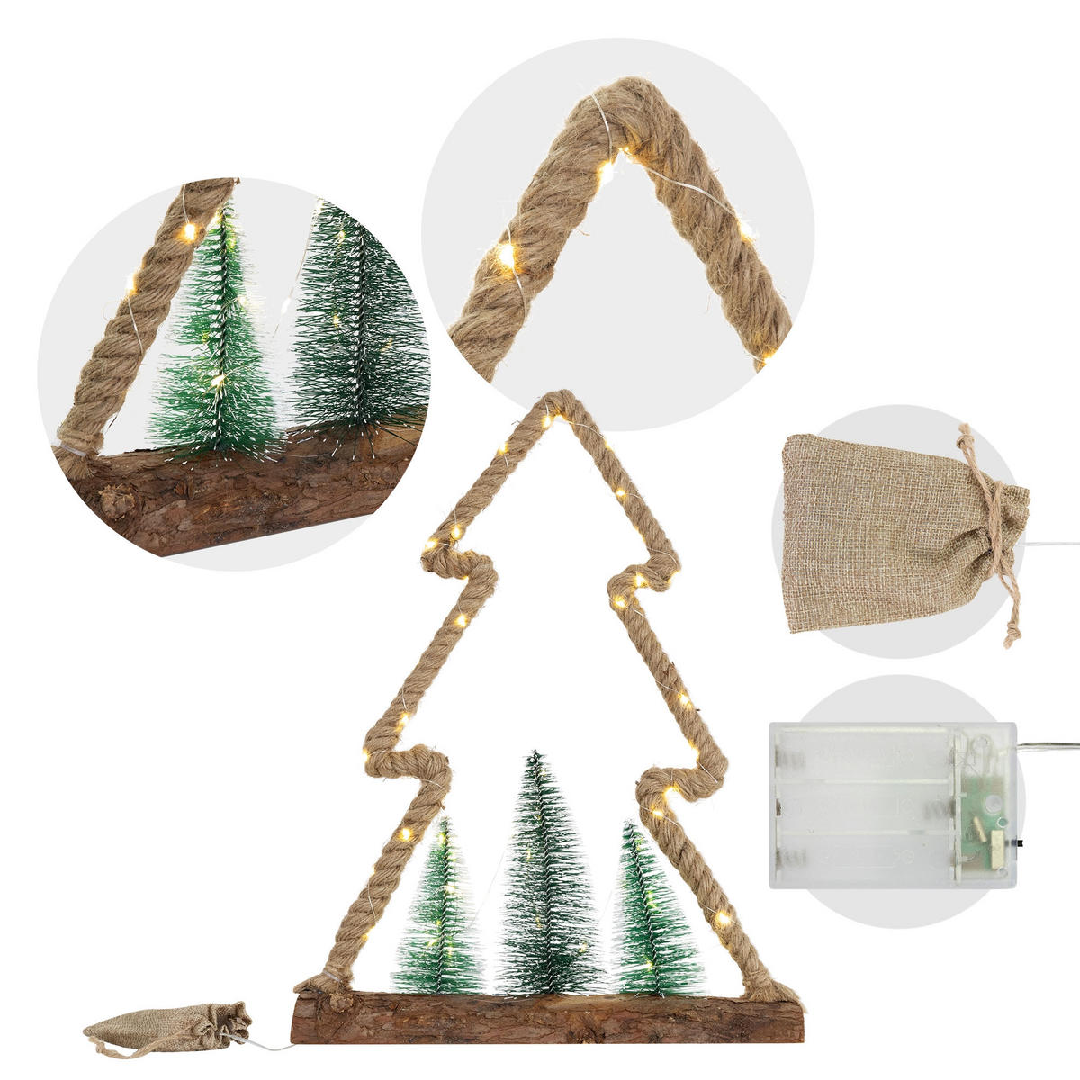 WEIHNACHT FIGUR JUTE - Braun, Holz (6.5/45/35cm) - ECD-Germany