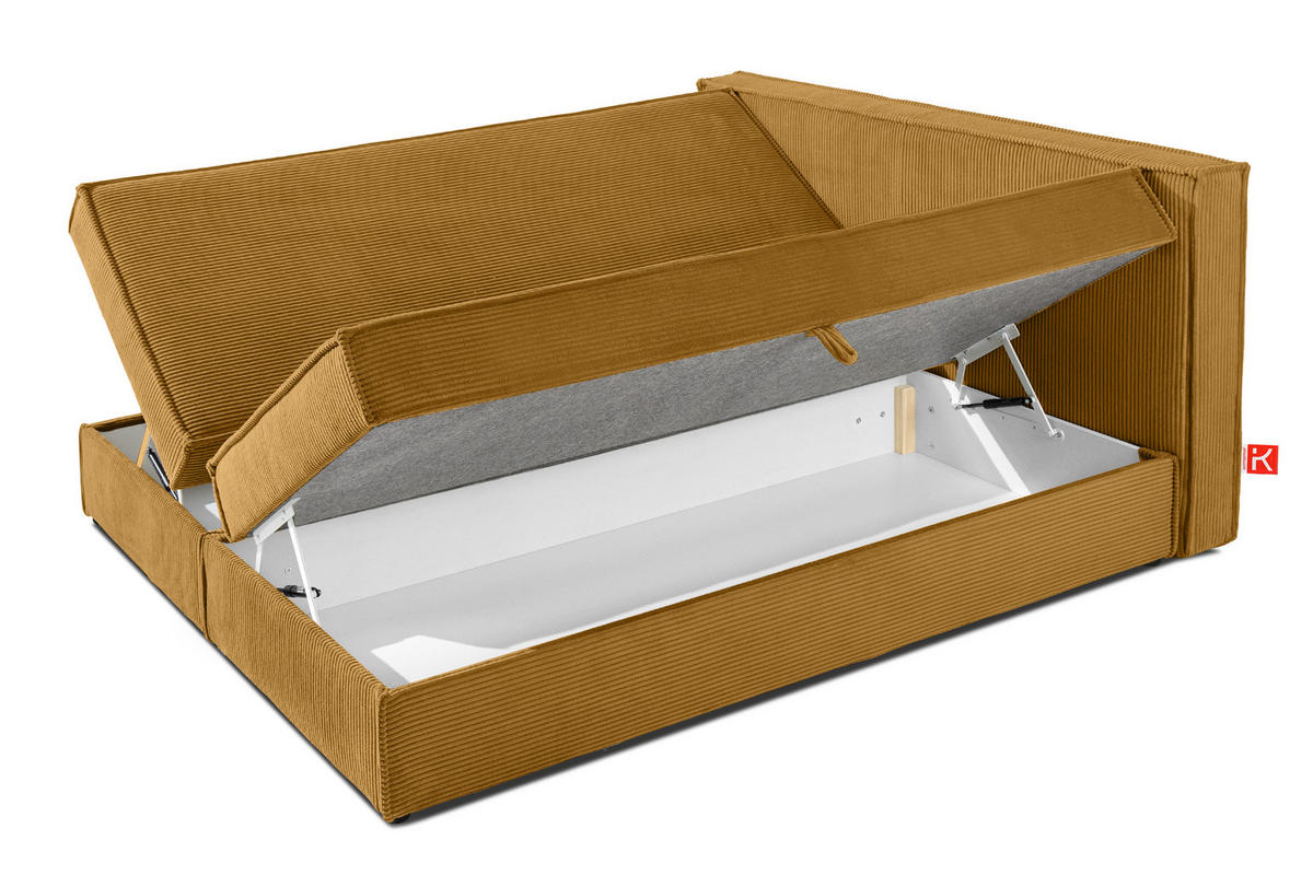 BOXSPRINGBETT ROTI mit Stauraum, gelb - Gelb/Schwarz, Holz/Holzwerkstoff (160/200cm) - KONSIMO®