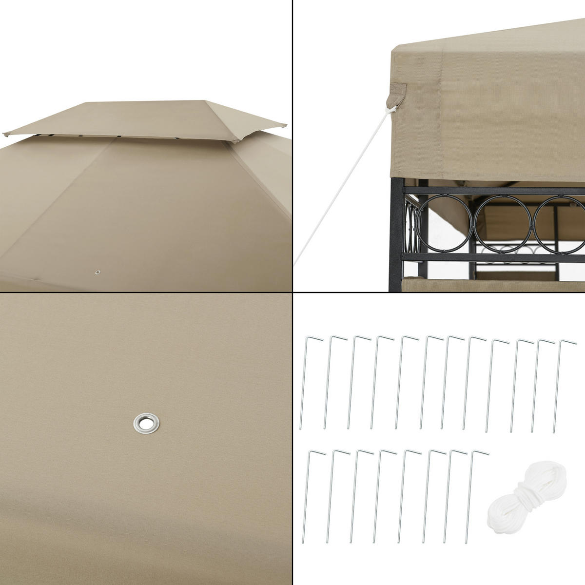 PAVILLON Lanciano - Beige, Textil/Metall (400/265/300cm) - [en.casa]