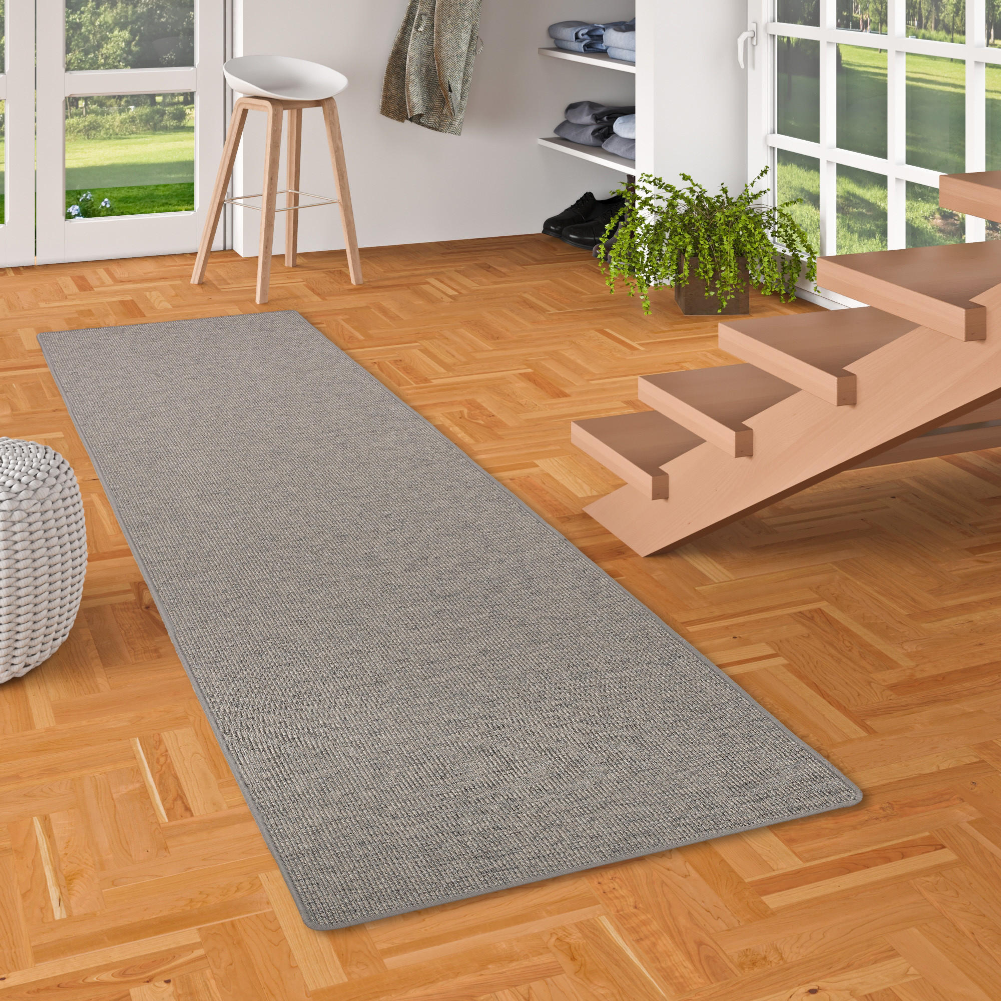 NATUR SISAL-OPTIK TEPPICH TAFF LÄUFER - Grau, Textil (80/320cm) - Snapstyle