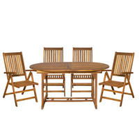 SITZGRUPPE Akana mit 4 klappbaren Stühlen und 1 ausziehbaren Tisch - 150/200x100 cm - Akazienholz geölt - Naturfarben, Holz - TPFGarden