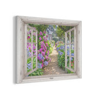 AKUSTIKBILD Hortensie - Durchsichtig - Blumen - Sommer - Lila - Weg Wandbild Wohnzimmer 100x70 cm - Lila, Textil (100/70/0.9cm) - MuchoWow