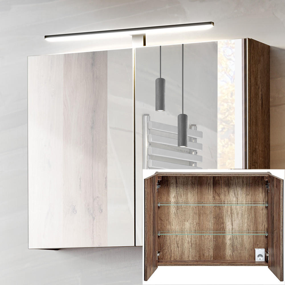 Lomado Spiegelschrank Braun 80x75x17 cm