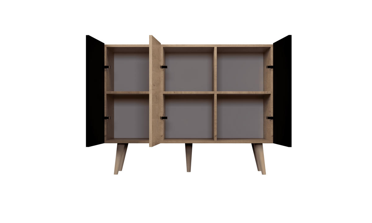 KOMMODE Toronto 39,9/95,5/120 - Schwarz/Naturfarben, Holzwerkstoff (40/96/120cm) - RAUMHIRSCH FURNITURE