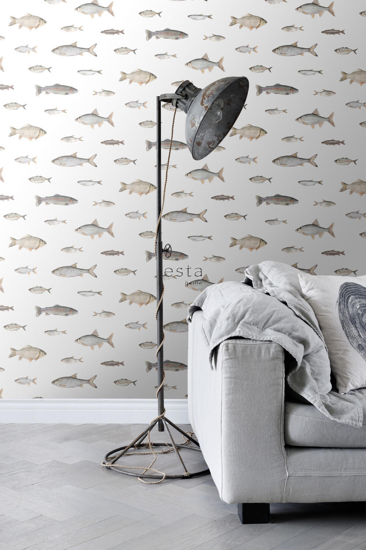 TAPETE Fische 50 x 900 cm - Grau, Papier (50/900cm) - ESTAhome