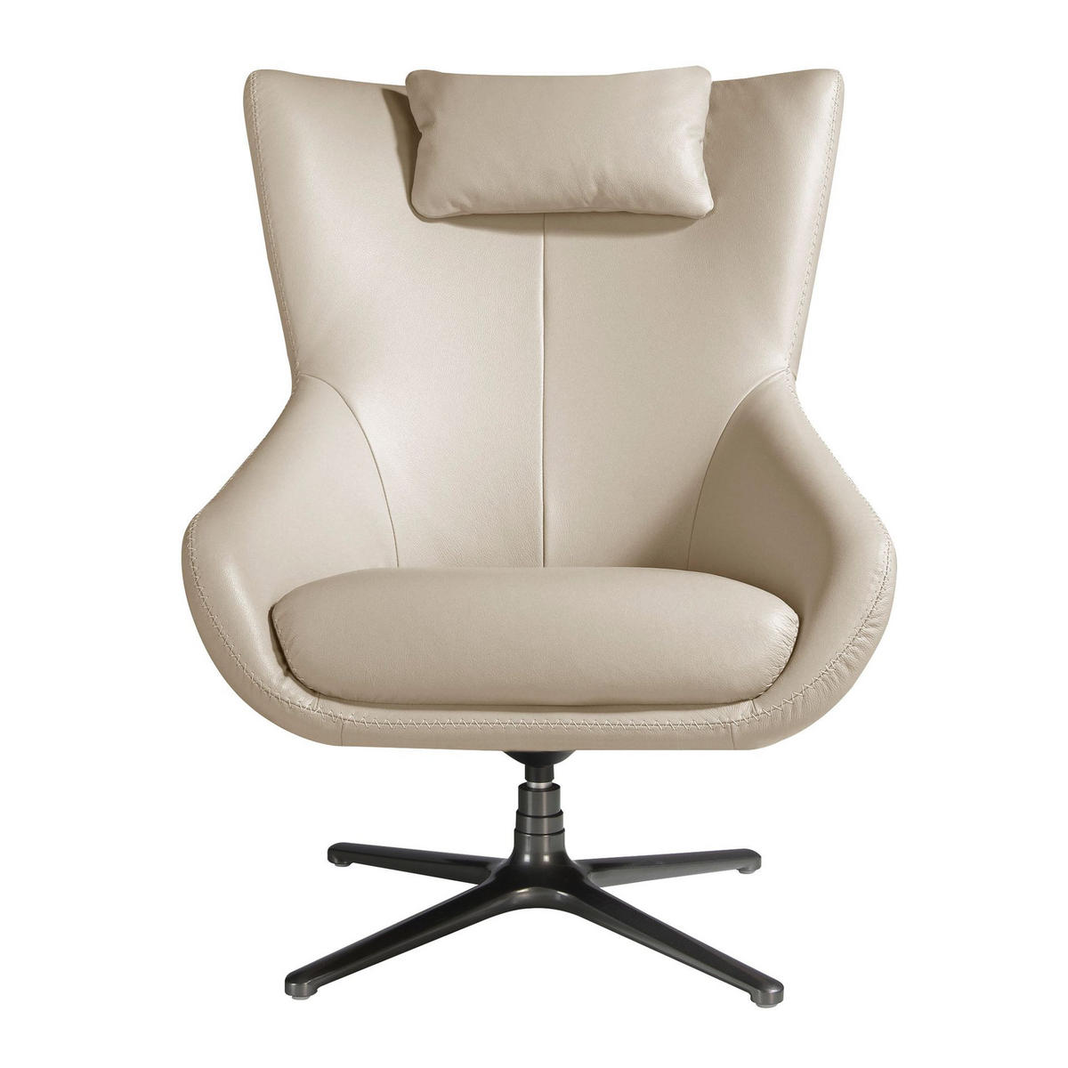 LEDER-DREHSESSEL Grau Taupe 76/90/100 cm - Taupe/Edelstahlfarben, Leder/Metall (76/100/90cm) - ANGEL CERDA