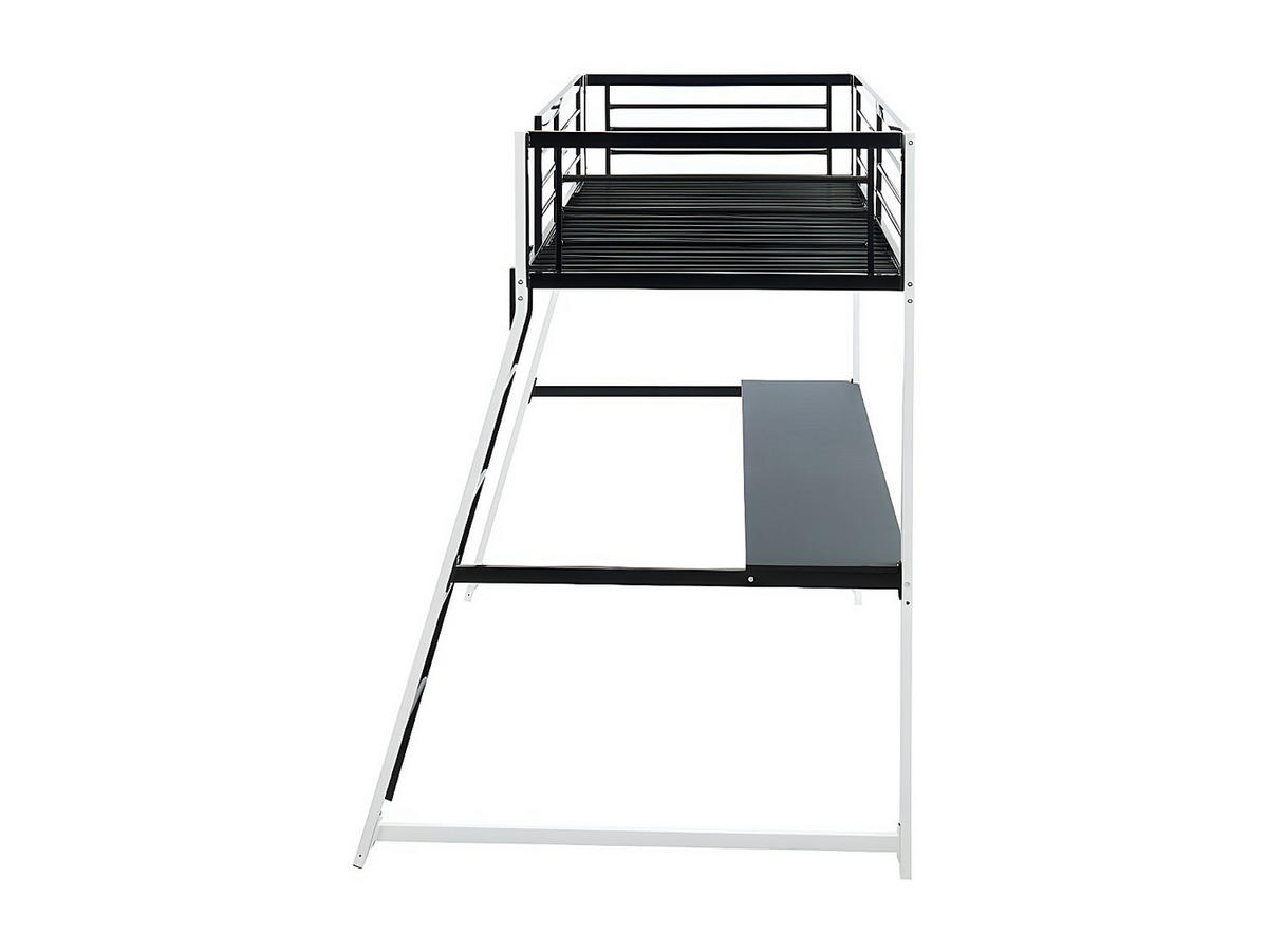 HOCHBETT mit Schreibtisch - 90 x 190 cm - Schwarz & Weiß - MALICIA - Schwarz, Metall (138/200cm) - Vente-Unique