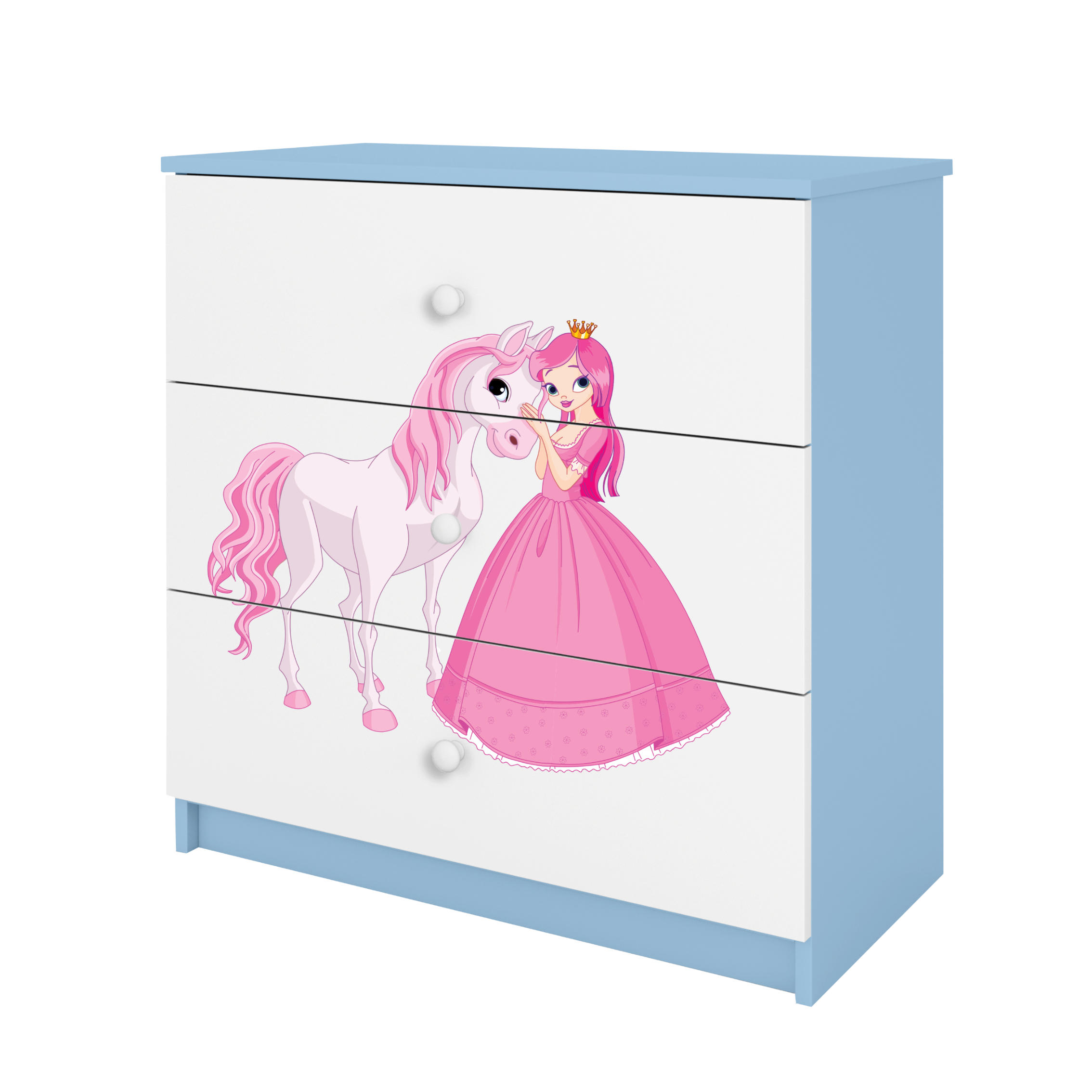 KOMMODE Babydreams Prinzessin Pferd 81/81/41 - Blau, Holzwerkstoff (81/81/41cm) - RAUMHIRSCH FURNITURE