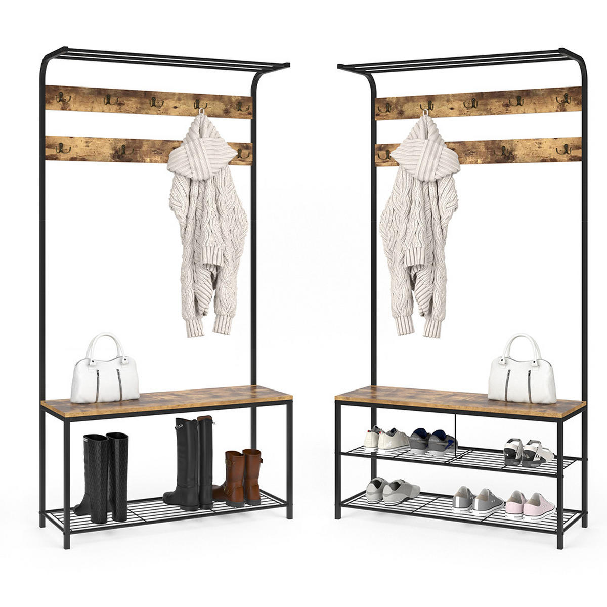 GARDEROBE Fyrk Antikholz 100 x 190 cm - Eichefarben/Schwarz, Holzwerkstoff (100/190/30cm) - Vicco