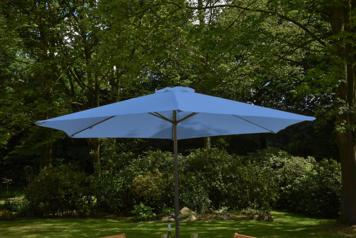 SONNENSCHIRM Thomas Ø 300cm 6 Streben Blau Gartenschirm - Blau, Kunststoff (295/295cm) - DELUKE