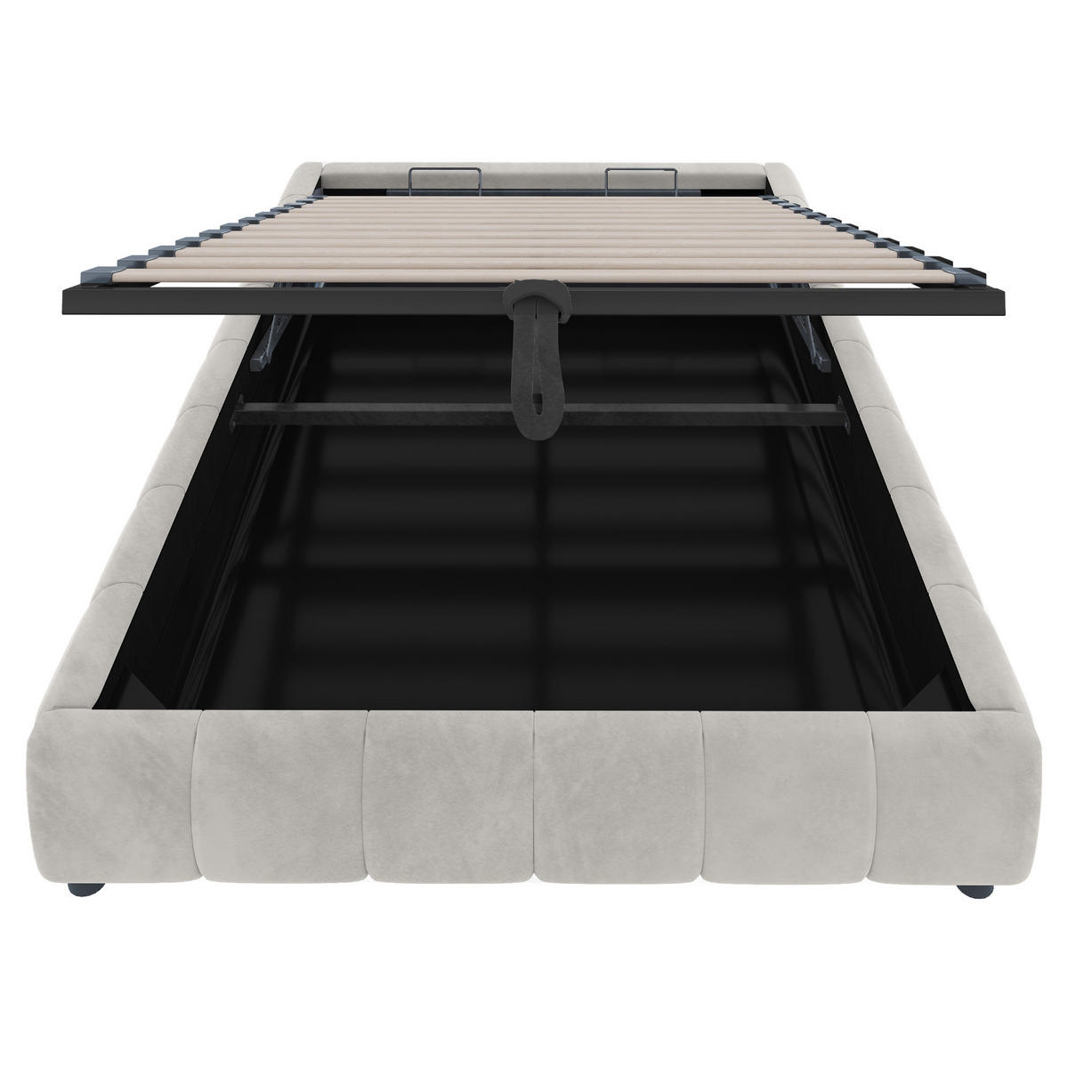 POLSTERBETT mit LED-Beleuchtung 140/200 cm mit Bettkasten in Beige - Beige, Textil (140/200cm) - BEAOK