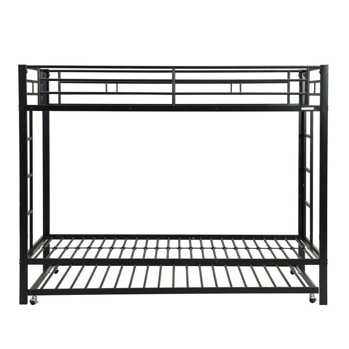 ETAGENBETT 90/200 cm aus Metall mit Ausziehbett in Schwarz - Schwarz, Metall - BEAOK
