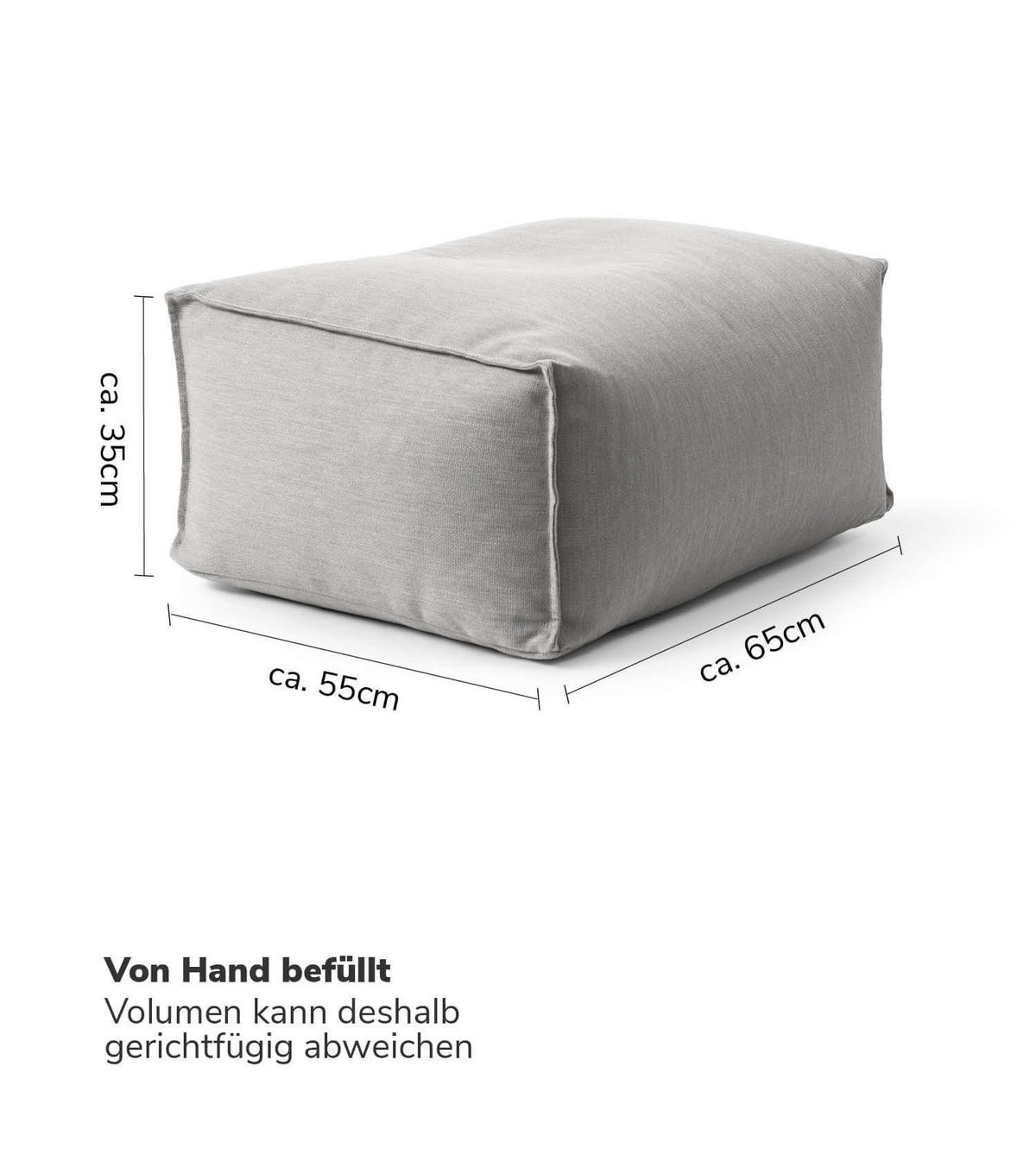 OUTDOOR POUF mit Hülle Der Ruhestifter - Hellgrau, Textil (65/35/55cm) - Mokebo