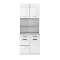 BUFFET R-Line Weiß Hochglanz 80 cm, AP Marmor - Weiß Hochglanz/Weiß, Holzwerkstoff (80/81.6/60cm) - Vicco
