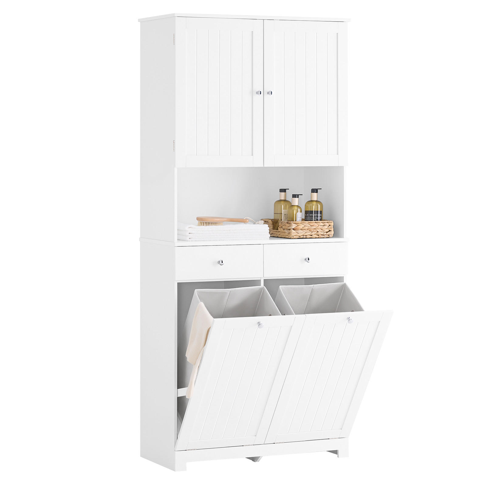 BADEZIMMERSCHRANK Weiß 78x38x181cm - Weiß, Holzwerkstoff (78/181/38cm) - SoBuy