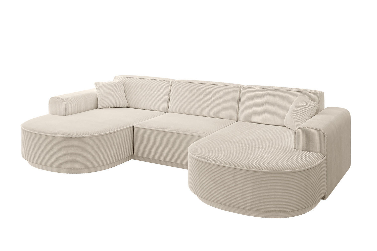 WOHNLANDSCHAFT MARI-U1 - 295x163x81 cm Beige Cord - Beige/Schwarz, Holzwerkstoff/Kunststoff (295/81/163cm) - ALTDECOR