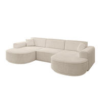 WOHNLANDSCHAFT MARI-U1 - 295x163x81 cm Beige Cord - Beige/Schwarz, Holzwerkstoff/Kunststoff (295/81/163cm) - ALTDECOR