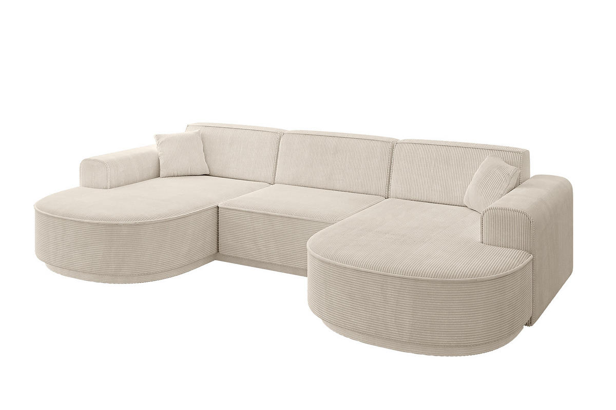 WOHNLANDSCHAFT MARI-U1 - 295x163x81 cm Beige Cord - Beige/Schwarz, Holzwerkstoff/Kunststoff (295/81/163cm) - ALTDECOR