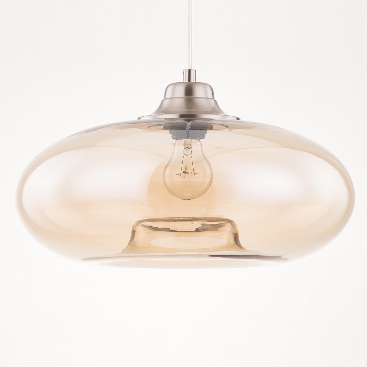 PENDELLEUCHTE - Sicherheitsglas / Eisen - 1-flammig - Champagner, Glas/Metall (40/40/120cm) - home24