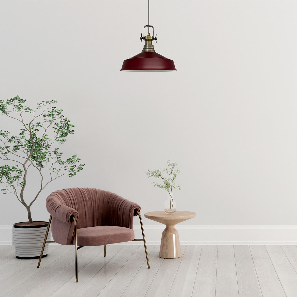 PENDELLEUCHTE Asletl 40/30 cm - Dunkelrot, Metall (40/30cm) - Bamyum